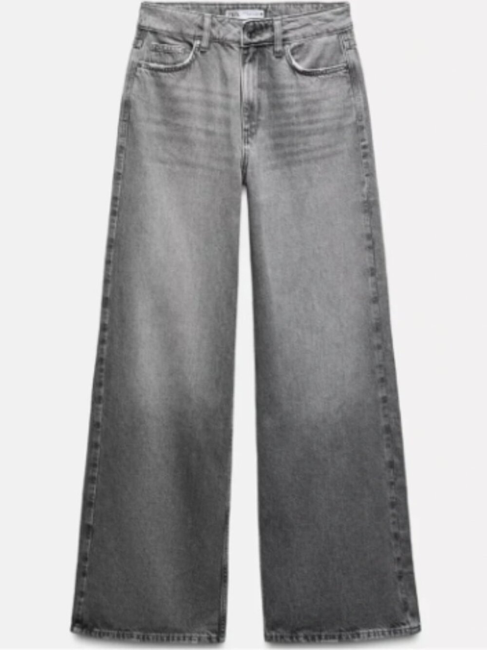 ZARA Gray Washed Medium Rise Wide Leg Jeans – Size 8